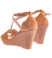 Karmelowe sandały na koturnie i platformie /G9-3 11998 T200/