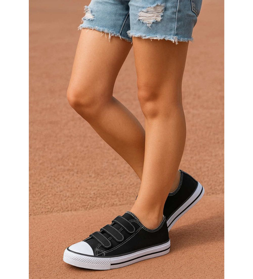 Trampki damskie czarne na rzepy /B2-2 17787 GF285/