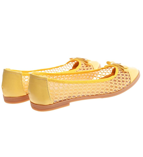 Przewiewne damskie baleriny Żółte /F10-2 10265 S098/