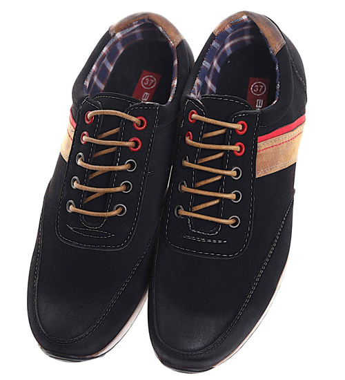 Wiązane czarne buty chłopięce /C3-3 18023 T383/