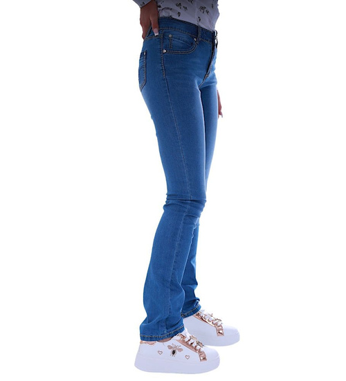 Granatowe spodnie damskie z jeansu /H2 UB853 G146/