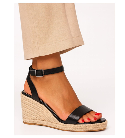 Sandały na koturnie Espadryle Black Chic /G9-3 16184 G280/