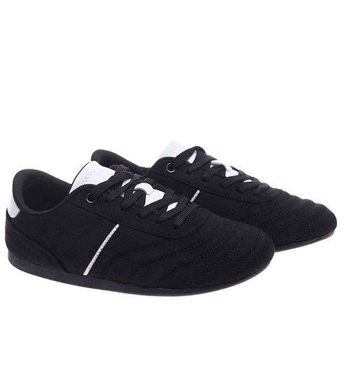 Czarne sneakersy damskie zamszowe /C4-3 18800 W282/