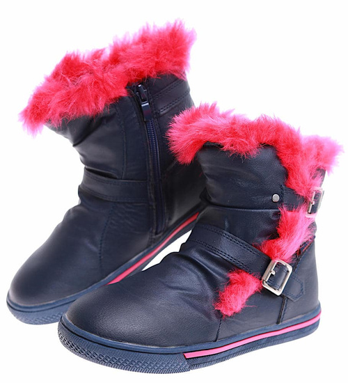 Botki ocieplane granatowe dziewczęce /B7-2 17003 T145/