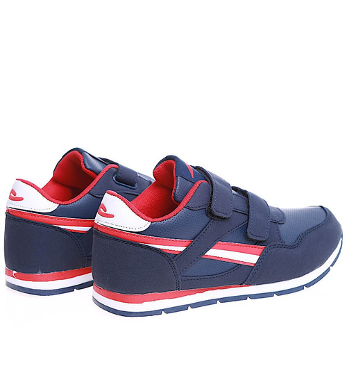 Sportowe granatowo czerwone buty chłopięce na rzepy /G2-1 15930 T481/