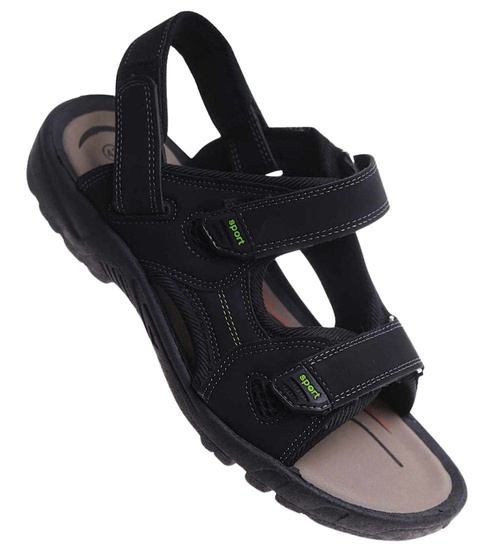 Męskie czarne sandały klapki na rzepy /F8-3 17638  T284/