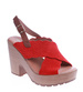 Czerwone damskie sandały na obcasie i platformie /A5-1 14121 S295/
