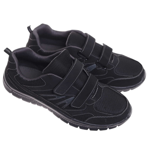 Czarne męskie buty sportowe na rzepy Duże rozmiary /G7-2 18015 T470/