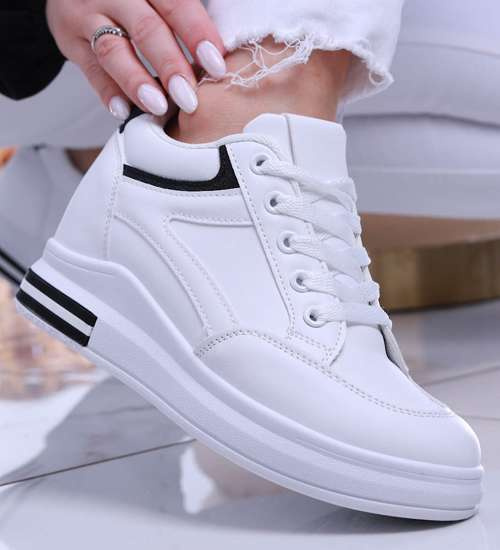 Białe trampki sneakersy na koturnie /G8-1 13962 T405/ Białe trampki sneakersy na koturnie /G8-1 13962 T405/