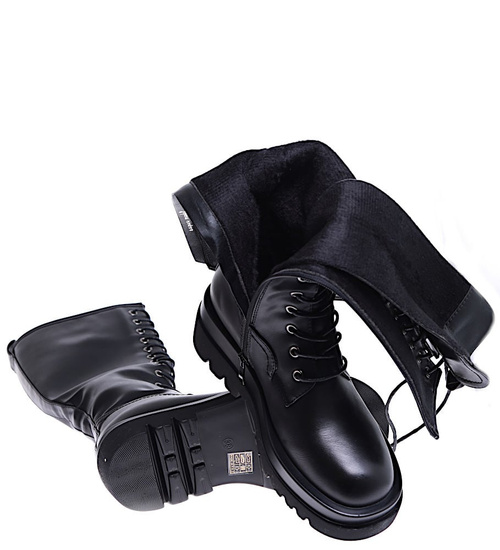 Czarne wysokie trapery glany /F8-3 15220 T595/