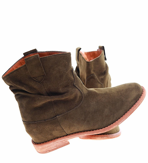 Botki damskie Lekko ocieplone Khaki /G6-2+H2 16899 T184/