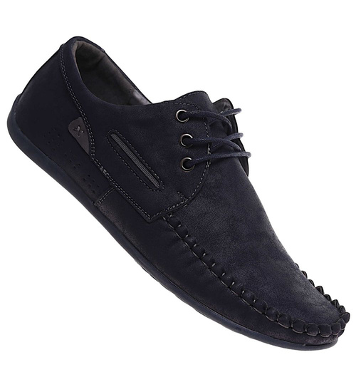 Męskie sznurowane półbuty Granatowe /A5-1 17983 T259/