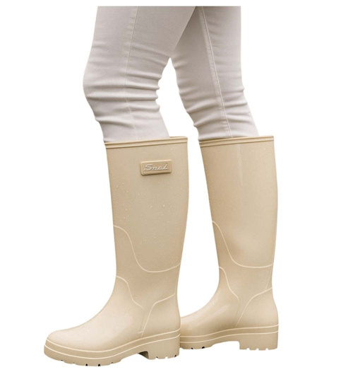 Beżowe kalosze damskie z wysoką cholewką /G5-1 18193 T4/