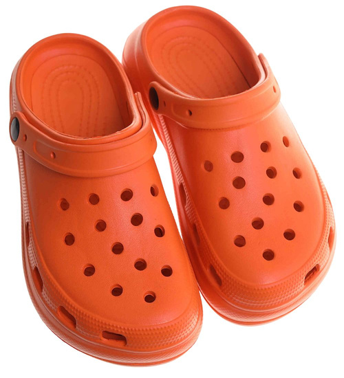 Pomarańczowe klapki na koturnie wodoodporne /H2 17858 G008/