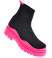 Damskie botki na grubej podeszwie Black/Fushia /D5-2 10757 T695/