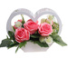 Kompozycja kwiatowa- różowe róże w białym sercu /Komp112 P328/