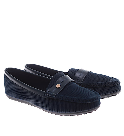 Granatowe ażurowe półbuty damskie lordsy /E7-3  +h2 16410 G187/