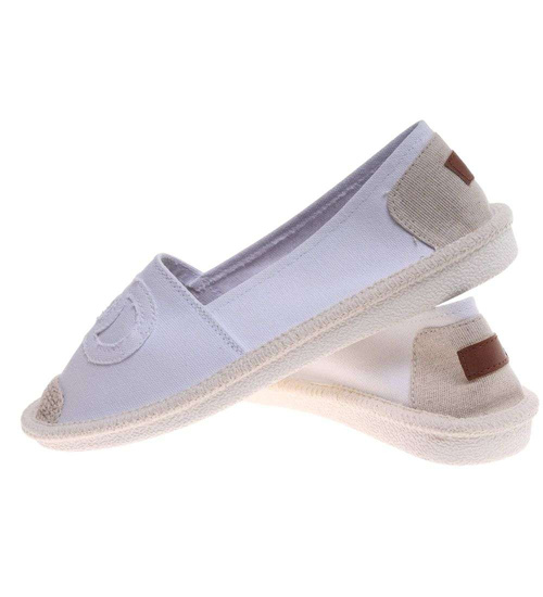 Wsuwane baleriny białe espadryle /E3-2 18725 T188/