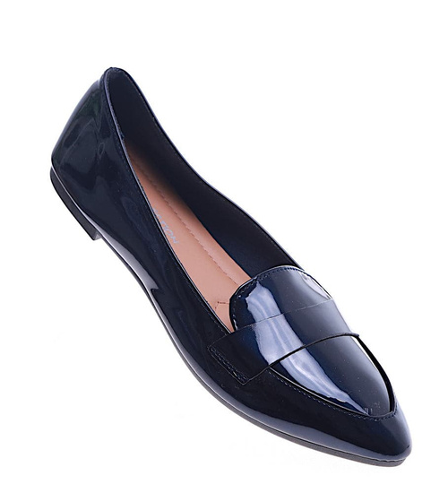 Granatowe baleriny damskie lakierowane /G4-2 13419 T191/