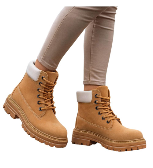 Karmelowe botki trapery /A1-1 18554 W2/