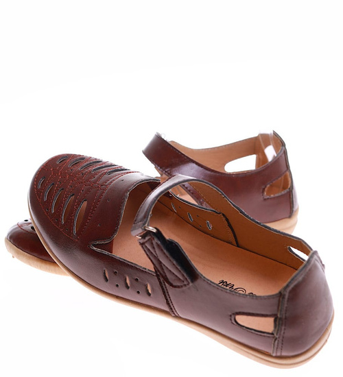 Ażurowe brązowe letnie półbuty /B3-2 16322 T036/