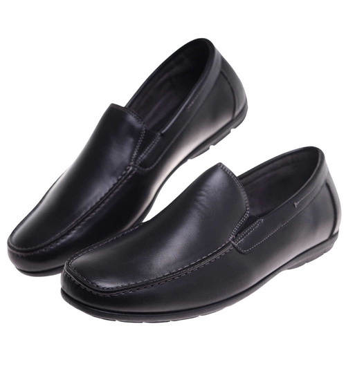 Czarne wsuwane półbuty mokasyny /F3-3 18026 T383/