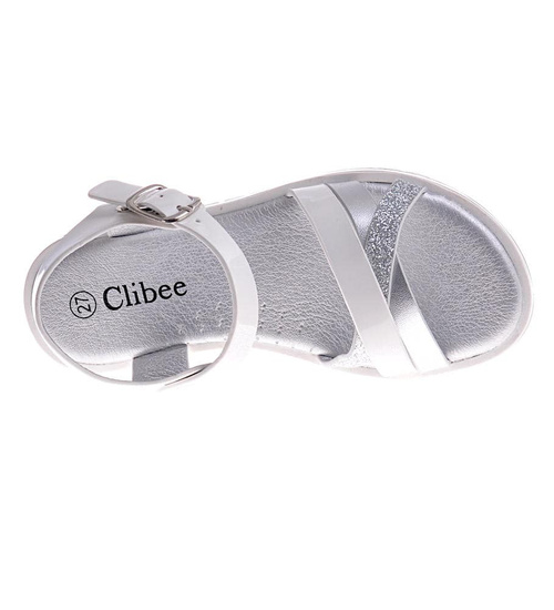 Biało srebrne sandałki na rzep /C5-1 11978 T198/