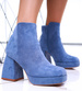 Granatowe botki damskie na obcasie i platformie /B4-1 16869 G281/