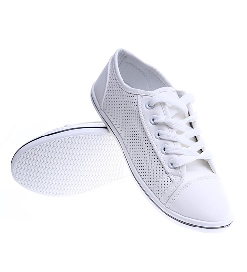 Klasyczne białe trampki damskie /D7-2 14206 S266/