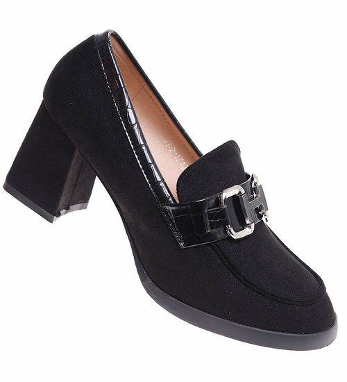 Czarne czółenka na obcasie /B6-3 17000 T289/