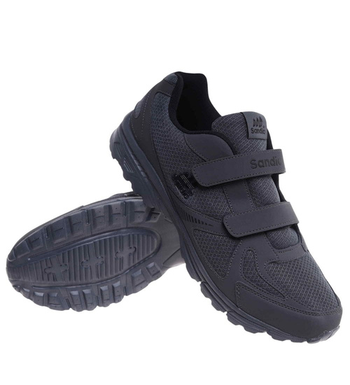 Szare męskie buty sportowe na rzepy Sandic Duże rozmiary /G5-1 18117 T678/