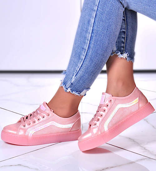 Różowe trampki creepersy na platformie /E9-3 10807 S198/ Różowe trampki creepersy na platformie /E9-3 10807 S198/