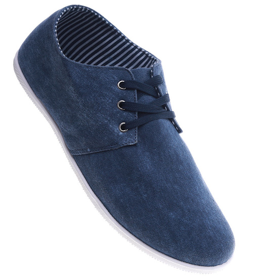 Granatowe męskie trampki z wiązaniami /G6-1 2279 S290/