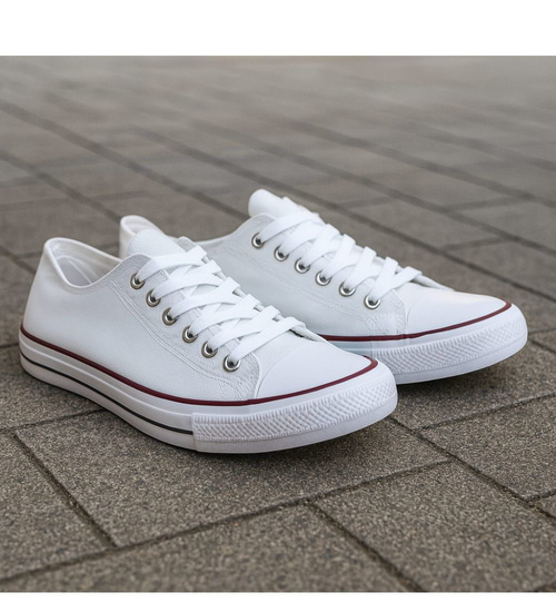 Trampki męskie Sznurowane białe z tkaniny /F5-3 17948 T234/