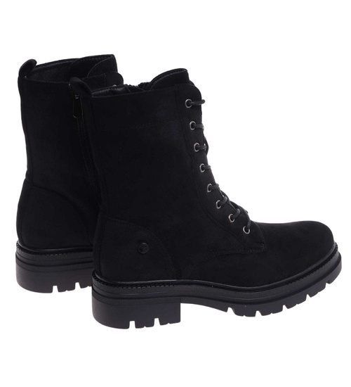 Czarne wiązane botki trapery na platformie /C4-3 18281 W600/