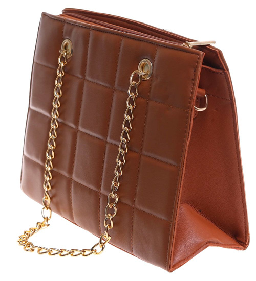 Karmelowa torebka kuferek z łańcuszkiem i paskiem /H2 K27 TB674 G195/