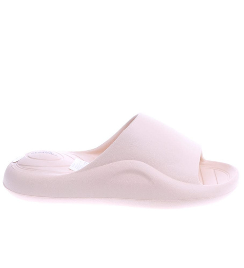 Designerskie beżowe klapki na basen /D5-1 13833 S2/