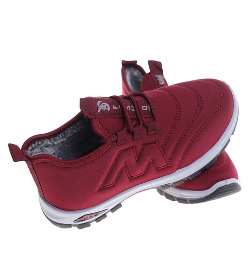 Ocieplane buty chłopięce sportowe Bordowe /B5-3 18160 T336/