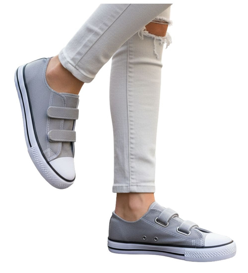 Szare tenisówki dla dziewczynki na rzepy /G2-2 18635 T286/