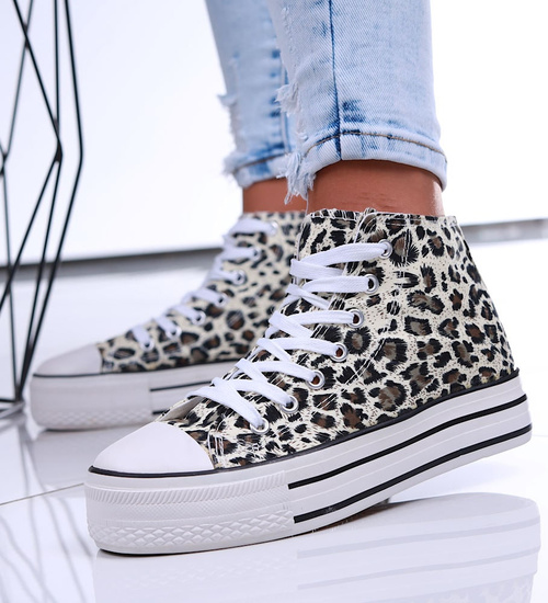 Wysokie trampki damskie na platformie Panterka /D9-2 16741 G9-84/