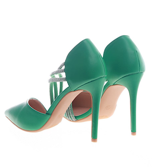 Zielone damskie szpilki czzółenka /G6-2 13281 T395/