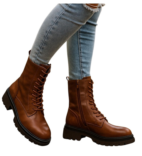 Brązowe trapery damskie z ociepleniem /F1-2 18437 T399/