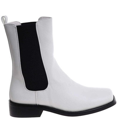 Białe botki sztyblety z ociepleniem /J6-4 H2 18445 T187/