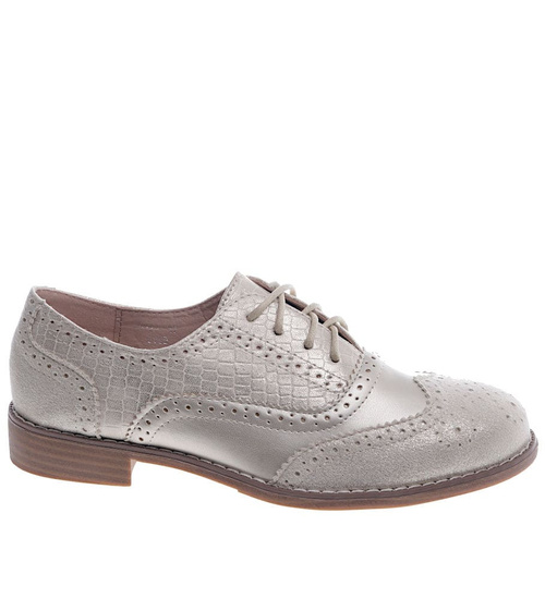 Sznurowane złote półbuty oxfordy /D8-3 13212 S197/