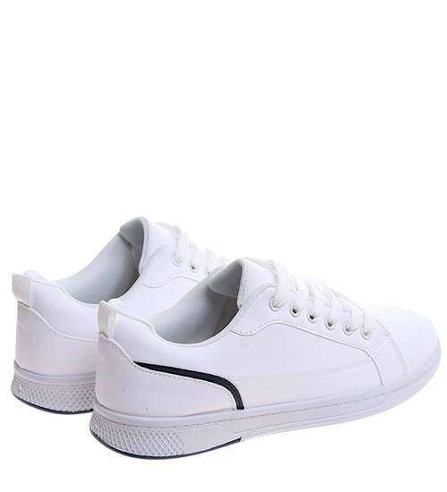 Sznurowane białe trampki męskie /F8-2 16661 T226/