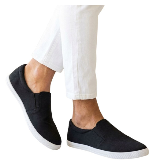 Wsuwane materiałowe trampki slip on Czarne /G13-3 18739 T280/