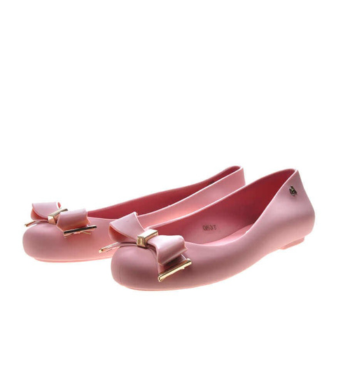 Gumowe baleriny damskie z kokardką D.PEACH  /G8-3 5036 S192/