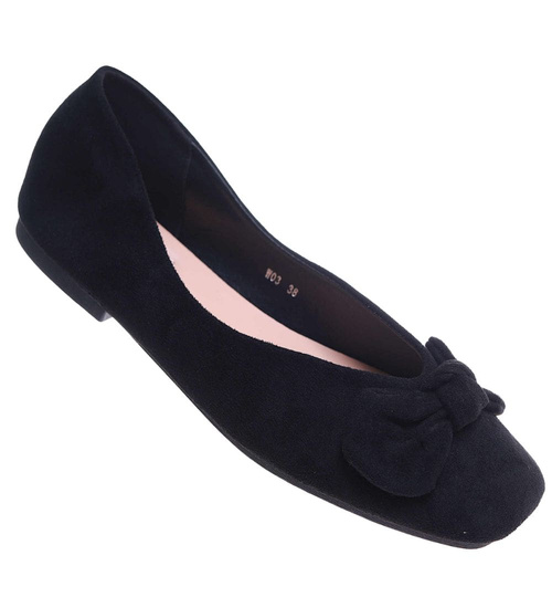 Czarne baleriny damskie z kokardą /E3-1 +h2 17696 W4-92/