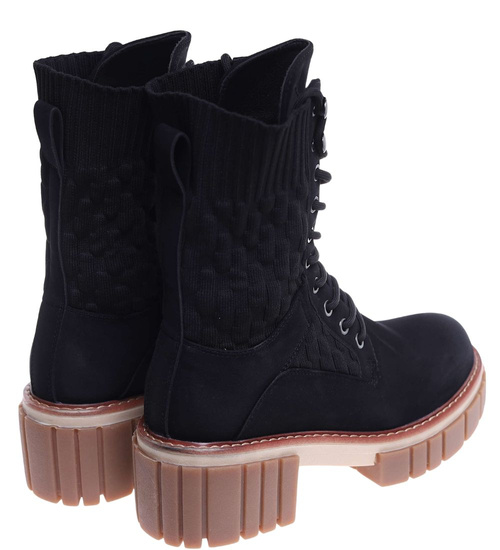 Czarne botki trapery na platformie /A6-3 18132 T333/