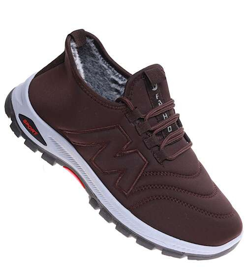 Brązowe ocieplane buty sportowe męskie /F1-1+H2 16929 T386/